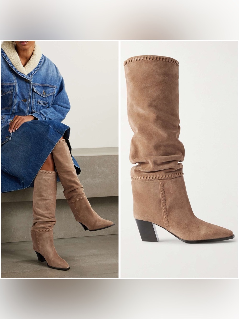 New Jimmy Choo Hart Stitch 60 suede knee boots $1,795 39.5